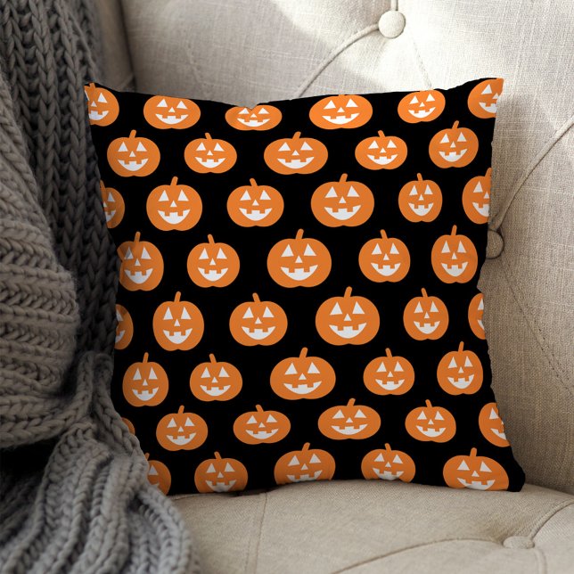 Coussin Orange Jack-o'-lantern Citrouille Motif Halloween (Créateur téléchargé)