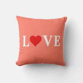 Coussin Orange LOVE and Heart Moderne Eélégant