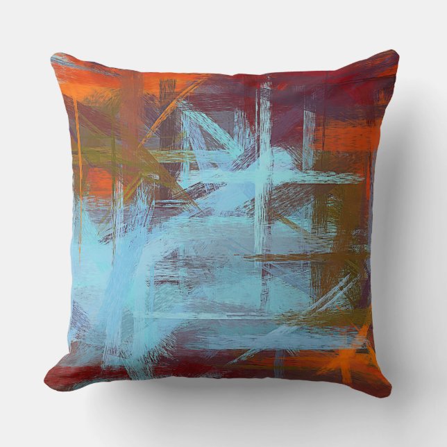 Coussin Orange Maya Blue Abstrait (Recto)