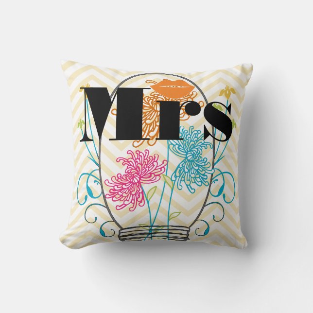 Coussin Orange Mrs Lips Pale Yellow Zig Zag Mason Jar (Recto)