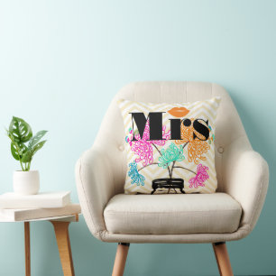 Coussin Orange Mrs Lips Pale Yellow Zig Zag Mason Jar