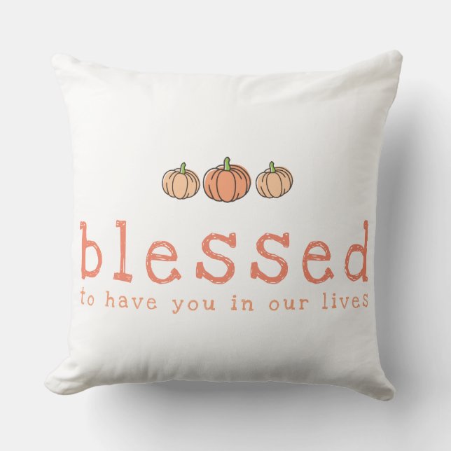 Coussin Orange Ombre Citrouille Béni Thanksgiving (Recto)