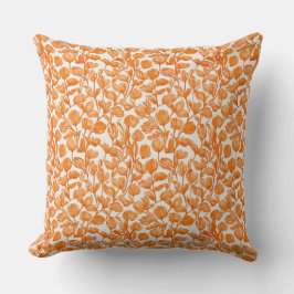 Coussin orange orchid floral pattern