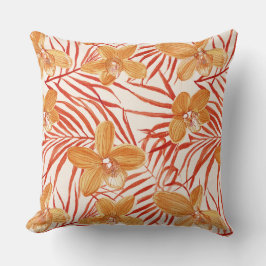 Coussin orange orchid floral pattern