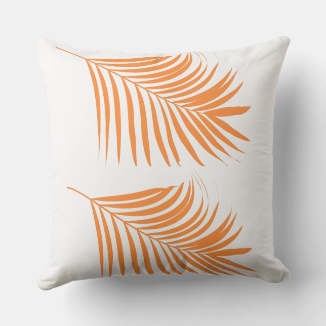 Coussin Orange Palm Tree Feuilles Tropical Beach Art (Verso)