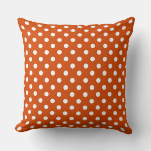 Coussin Orange - points rouge orange et blanc