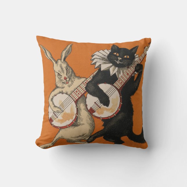Coussin orange pour des amoureux de les chats - (Recto)