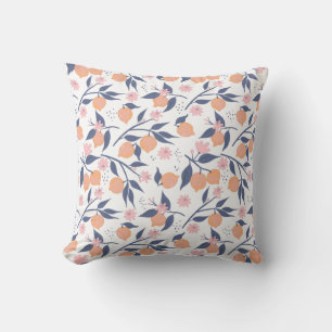 Coussin Oranges de fruits à feuilles bleus