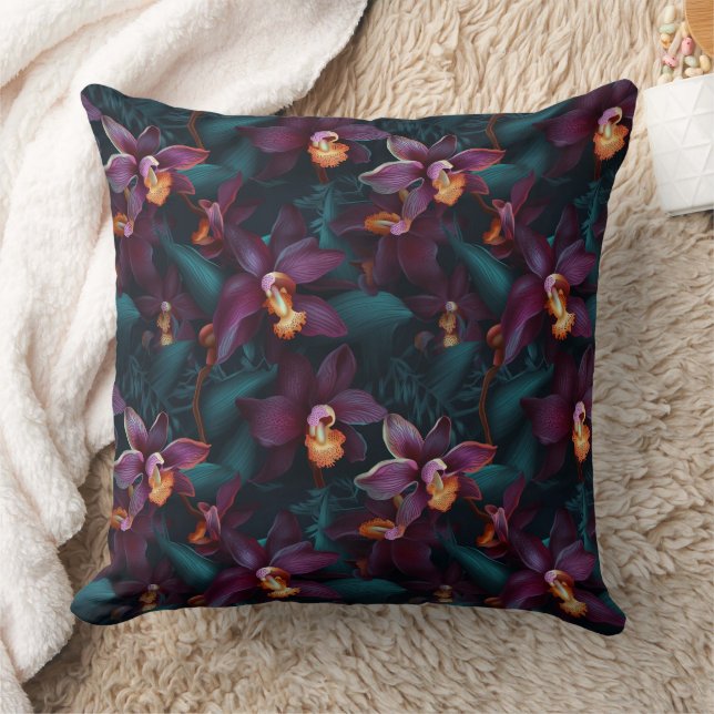 Coussin Orchidée 3d aux couleurs vives (Couverture)
