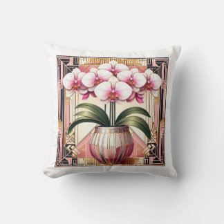 Coussin Orchidée élégante Art déco