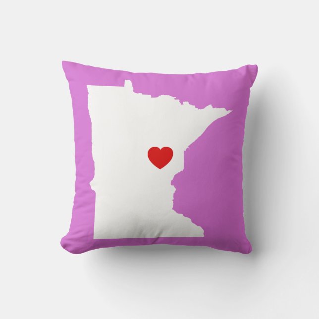 Coussin Orchidée et Minnesota blanc avec Coeur rouge (Recto)