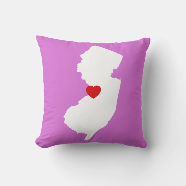Coussin Orchidée et New Jersey blanc avec le coeur rouge (Recto)