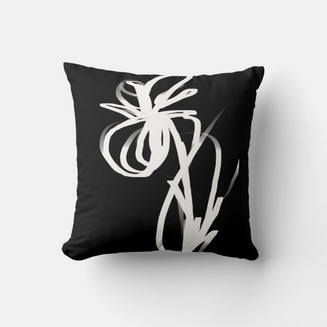 Coussin Orchidée Noir : Abstrait noir et blanc (Recto)