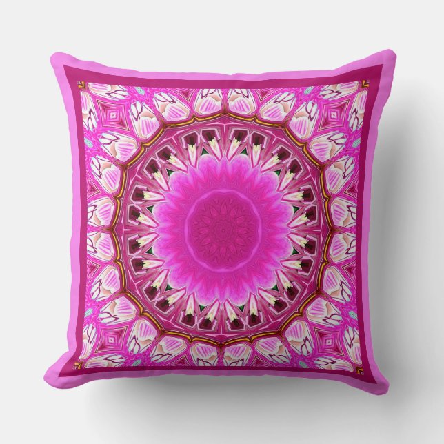 Coussin Orchidée violette Abstraite Mandala No 5 Jeu d'ore (Recto)