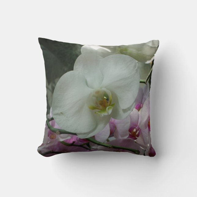 Coussin Orchidées blanches et violettes (Recto)