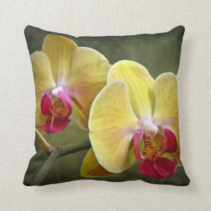 Coussin Orchidées de mite jaunes - Phalaenopsis
