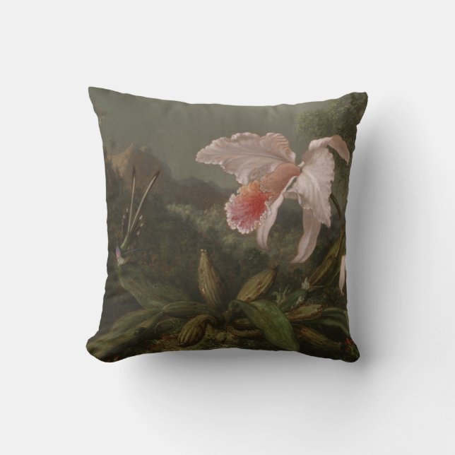 Coussin Orchidées et colibris de jungle (Recto)