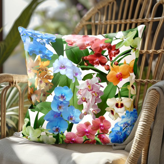 Coussin Orchidées florales tropicales Été coloré (Créateur téléchargé)