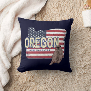 Coussin Oregon State États-Unis Retro Map USA Souvenir