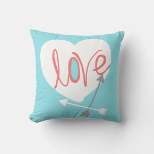Coussin Oreiller à flèches Cœur Amour Corail