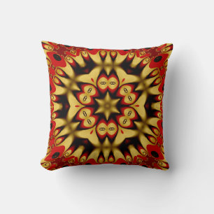 Coussin / Oreiller d'énergie à géométrie Or+Rouge