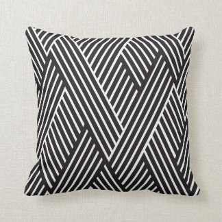 Coussin Oreiller Lignes Croisées Noir