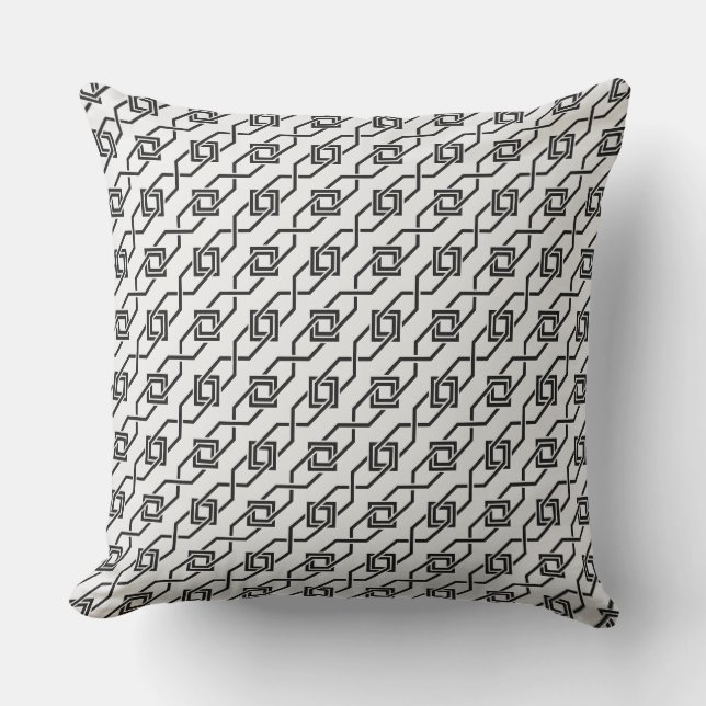 Coussin Oriental Gris Blanc Japon Yukata Motif géométrique (Recto)