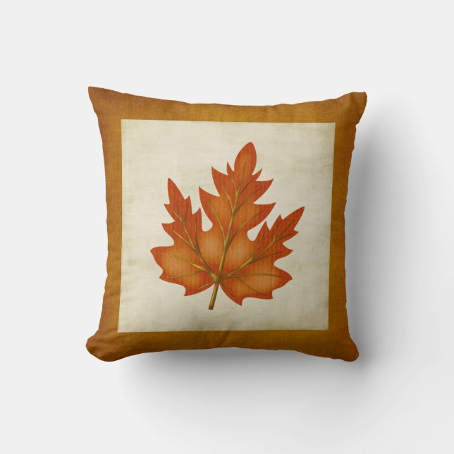 Coussin orienté d'automne orange de feuille (Recto)