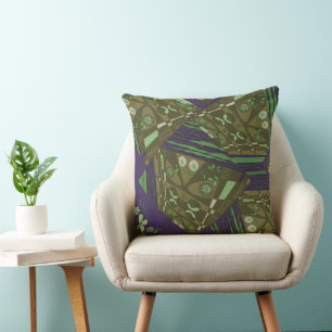 Coussin Origami Chintz (L) Dusty Green Olive Purple