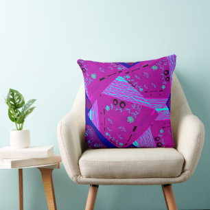 Coussin Origami Chintz (L) Fuchsia Turquoise Blue Magenta
