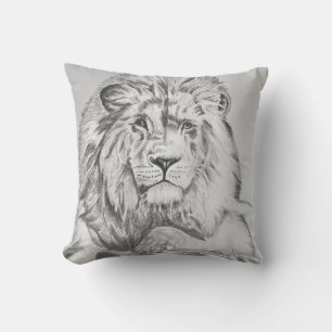 Coussin Original Pencil sketch Drawing of a Lion