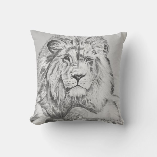 Coussin Original Pencil sketch Drawing of a Lion (Recto)