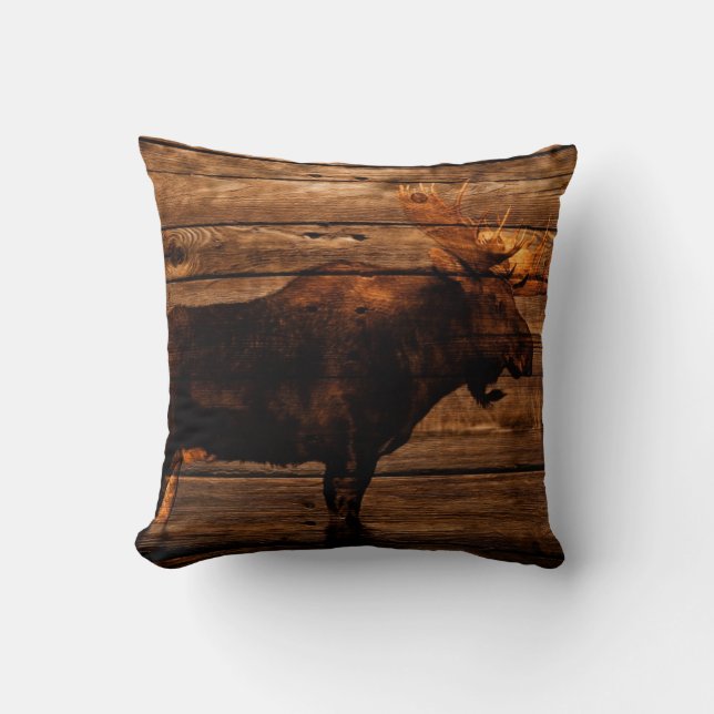 Coussin orignaux en bois de taureau de faune affligés par (Recto)
