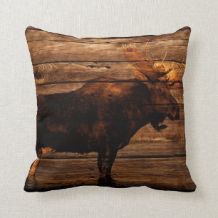 Coussin orignaux en bois de taureau de faune affligés par