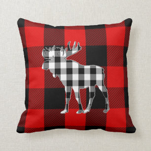 Coussin Orignaux rouges blancs noirs de très bon goût du