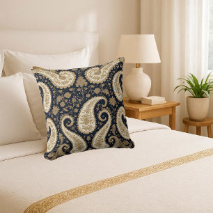 Coussin Orné Classique Persan Paisley Luxe Or Jaune Vintag