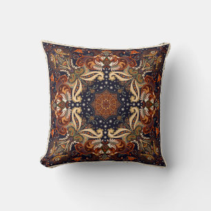 Coussin Ornement carré châle floral : batik indien.