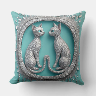 Coussin Ornement de chat en cristal double unique Sculptur