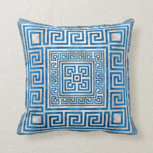 Coussin Ornement de clé grecque - Mander grec - Marbre bl