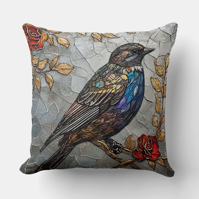 Coussin Ornement d'oiseaux mignons (Recto)