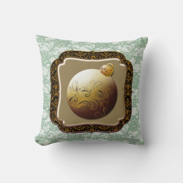 Coussin Ornement en verre à cadre doré Faux dentelle fleur (Recto)