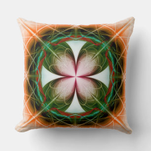 Coussin Ornement fleuri vert symétrique