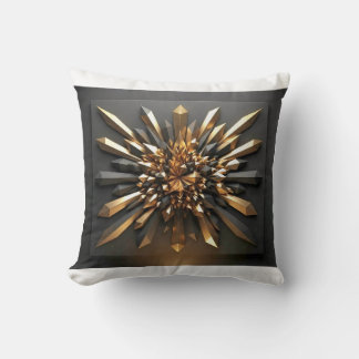Coussin Ornement géométrique 3D en or luxueux et cristal s