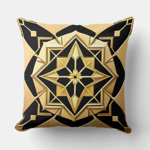 Coussin Ornement Géométrique Doré