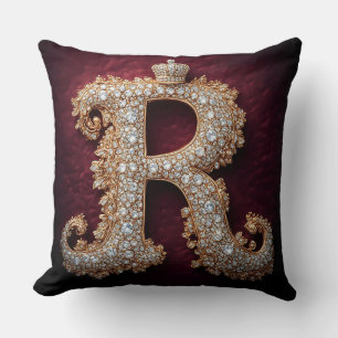 Coussin Ornement Or 'R' Orné de Diamants