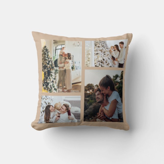 Coussin Ornement photo de Noël, Collage photo Noël (Recto)