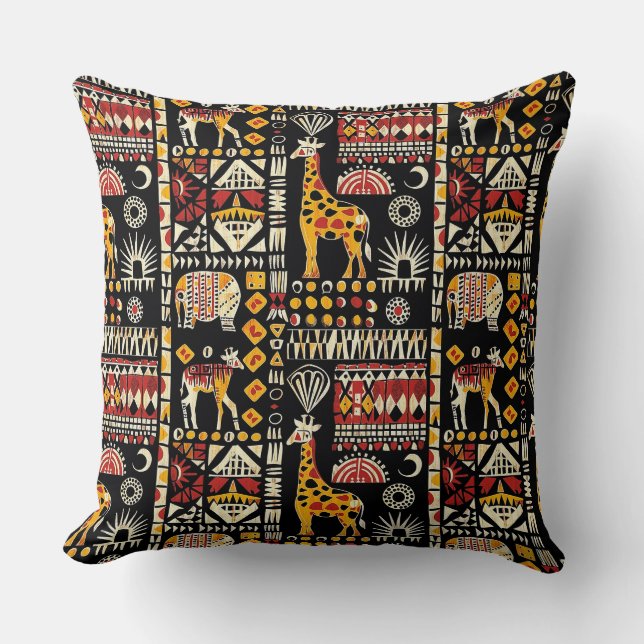 Coussin Ornement traditionnel ethnique africain, patte tri (Recto)