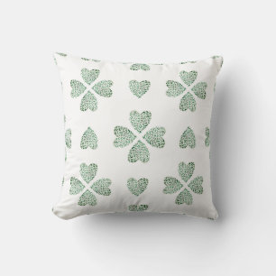 Coussin Ornement vert botanique, aquarelle transparente