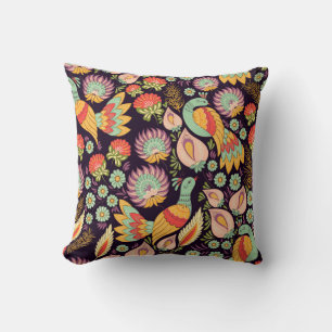 Coussin Ornement vintage Folk Floral Birds
