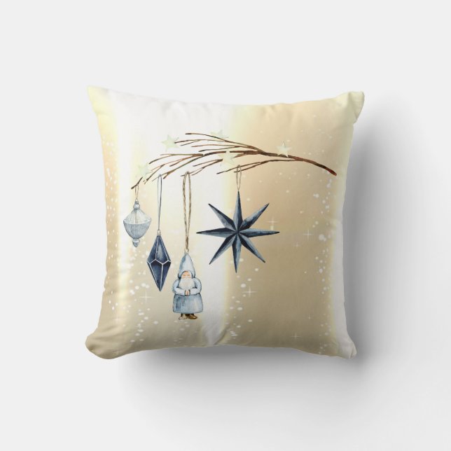 Coussin Ornements de branche d'arbre en or (Recto)